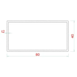 Profil 80 x 40 x 2 x 5000 mm, brúsená nerez AISI 304 Profil 80 x 40 x 2 x 5000 mm, brúsená nerez AISI 304